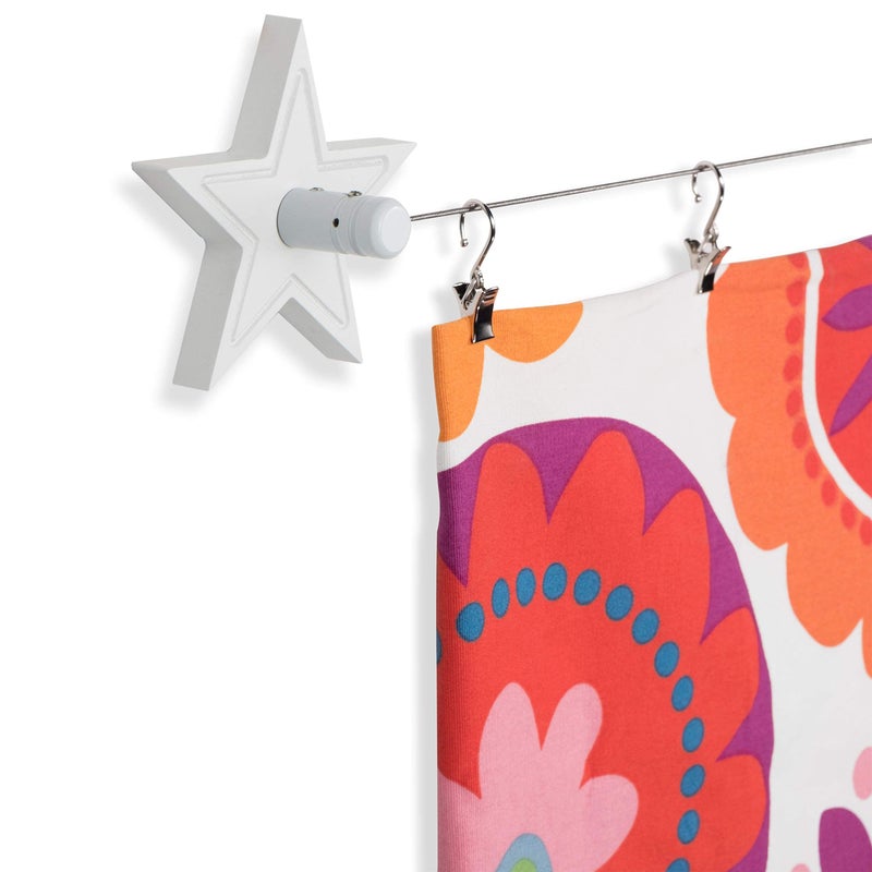 Wallniture Arte Picture Hangers Kit for Kids' Arts and Crafts, Adjustable Wire Curtain Rod with 24 Clips, White - Image 3